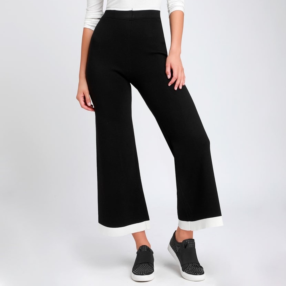 NWOT Lulu’s Black & White Wide-Leg Lounge Pants XS